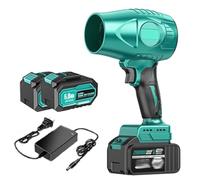 Mini Souffleur avec Batterie et Chargeur, Souffleur Feuille Turbo 15 000 TR/Min, Turboventilateur Portatif, 2 Batteries, Vitesse Réglable, Poussée Élevée de 650 G