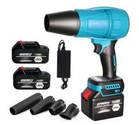 Mini Souffleur, Souffleur Feuille Turbo 35 000 TR/Min avec 4 Buses Allongées, Léger et Portatif, Souffleur à Air Comprimé avec 2 Batteries et Chargeur, pour Jardin et Patio