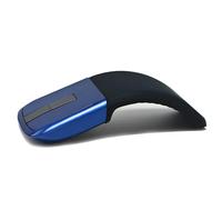 Mini souris de voyage Bluetooth Arc Touch pliable mince et portable Mini souris d'ordinateur sans fil souris optique pliable pour Microsoft ordinateur portable tablette - Noir et bleu