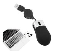 Mini souris de voyage noire avec câble rétractable USB - Petite souris élégante et portable réglable pour Apple Mac, Hp, Dell, Lenovo, Thinkpad, Sony, Asus, Acer, tablette, PC
