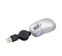 Mini souris filaire USB - Câble rétractable - Pour enfants de 3 à 8 ans - 1600 DPI - Compact - Avec cordon USB de 0,8 m Argenté