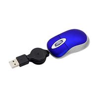 Mini souris filaire USB, petite souris rétractable pour enfants de 3 à 8 ans, 1600 DPI optique compacte de voyage avec cordon USB de 2,3 pieds pour ordinateur portable enfant bleu
