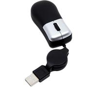 Mini Souris Optique Rétractable de Voyage - 3 Boutons USB pour PC - Noire et Argent