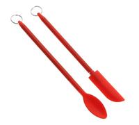 Mini Spatule Cosmétique Télescopique en Silicone, Manche Long | Acier Inoxydable, Usage Maquillage et Pots Étroits, Surface Lisse, Rangement Suspendu, Couleur Rouge