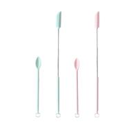 Mini spatule télescopique en Silicone, pot de confiture, grattoir bouteille cosmétiques avec boucle suspendue, accessoires cuisine 4 pièces(Pink and green 4pcs)