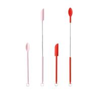 Mini spatule télescopique en Silicone, pot de confiture, grattoir bouteille cosmétiques avec boucle suspendue, accessoires cuisine 4 pièces(Red and pink 4pcs)