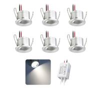 Mini Spot LED Encastrable 12V 2W IP65 6pcs Petite Lampes Argent Blanc Froid | Diamètre de Perçage Ø25-28mm Micro Spot Led，pour Meuble Salle De Bain Cuisine Terrasse Armoire Niche Placard Vitrine Plafond