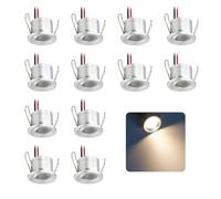 Mini Spot LED Encastrable 2W 12V IP65 12pcs Petite Ø25mm 60°Argent Chaude | Diamètre de Perçage Ø25-28mm, Micro Taille Éclairage Encastré, Pour Niche Meuble Terrasse Armoires Escaliers Spots de Plafond