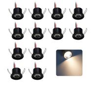 Mini Spot LED Encastrable 2W 12V IP65 12pcs Petite Ø25mm 60°Noir Chaude | Diamètre de Perçage Ø25-28mm, Micro Taille Éclairage Encastré, Pour Niche Meuble Terrasse Armoires Escaliers Spots de Plafond