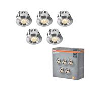 Mini Spot LED encastrable 6W nickel satiné IP44, lot de 5 spots de plafond 42mm 480lm, salle de bain cuisine blanc chaud 3000K