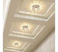 Mini Spots de plafond Cristal Embarqué LED Ronde Salon Escaliers Couloir Modern Plafonnier Chambre Balcon Cuisine Îlot Élégant éclairage de plafond Spots Verre applique murale, Ø10CM (lumière chaude)