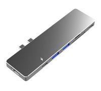 Mini station d accueil USB-C 4K pour Macbook Pro - 1x USB-C 3.1 Gen 1 (5Gb/s) - 1x USB-C Passthrough 100W - 1x HDMI 4K - 2x USB-A - SD/Micro SD - Aluminium - Housse de transport - Hub/Adaptateur USB T