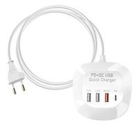 Mini Station de Charge Multiport 3 USB + USB-C Compact Câble 1m LinQ Blanc Blanc G
