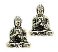 Mini Statue de Bouddha, 2 Pièces, Mini Portable Vintage en Laiton Bouddha Statue Poche Assis Bouddha Figure Sculpture, Feng Shui Yoga Figurine Statuette, Décoration de Jardin, 2,9 x 2,1 cm