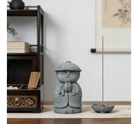 Mini statue de Bouddha en grès - Statue de moine zen priant - Décoration Feng Shui pour la maison, l'aquarium, le jardin, la richesse et la chance