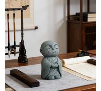 Mini statue de Bouddha en grès - Statue de moine zen priant - Décoration Feng Shui pour la maison, l'aquarium, le jardin, la richesse et la chance