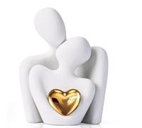 Mini statue décorative pour TV, pour salon, chambre à coucher, pour les couples, anniversaire, mariage, cadeau d'amour pour les couples, 2025, objets décoratifs pour étagère (blanc, 18 cm)