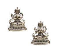 Mini statue Guanyin à quatre bras en laiton - Sculpture de Bouddha tibétain pour décoration d'intérieur, culte religieux, ornements vintage, cadeaux spirituels, artisanat rétro