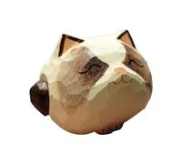 Mini statuettes de chat en bois en forme de statuette avec expression, petites figurines de chat et miniatures | pour extérieur, voiture, bureau, maison, Noël, décoration pour filles et garçons