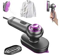 Mini Steam Iron - Crisp Clothes in Minutes,2 in 1 Garment Steamer,Portable Travel Steamer Iron with Rotatable Handle,8S Fast Heat Steamer Clothing with 90° Rotatable Handle for Home,Travel (Grey)