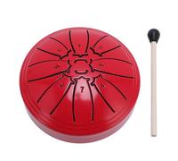 Mini Steel Tongue Drum 4 Inch 8 Notes | Carbon Steel Hand Drum with Pleasant Sound | Music Therapy Instrument for Mindfulness/Practice/Presenting | Includes Drumstick & Music (Red)