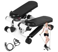 Mini stepper d'exercice à domicile avec 2 bandes de résistance et moniteur LCD, stepper hydraulique de fitness amélioré pour un entraînement complet du corps