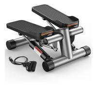 Mini stepper FED FITNESS avec bandes de résistance - Système hydraulique, hauteur réglable et écran LCD - Charge 150 kg