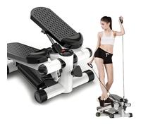 Mini Stepper Hydraulique 140 kg avec Cordes de Résistance pour Entraînement des Jambes, des Bras et des Fessiers, Exercice de Fitness à Domicile ou au Bureau noir