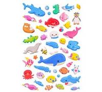 Mini stickers 3D puffy animaux marins - 44 pièces - de 0,5 à 2 cm Multicouleur