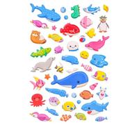 Mini stickers 3D puffy animaux marins - 44 pièces - de 0,5 à 2 cm - petites gommettes mousse relief poissons, dauphins, requins, diy scrapbooking