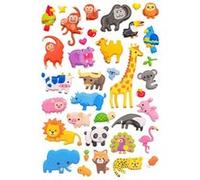 Mini stickers 3D puffy animaux sauvages - 37 pièces - de 0,5 à 5,5 cm Multicouleur