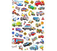 Mini stickers 3D puffy véhicules - 40 pièces - de 0,5 à 2 cm Multicouleur