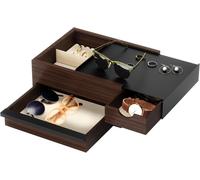 Mini Stowit Wallnut Coffret À Bijoux Rangement Moderne Pour Objets Et Souvenirs Avec Tiroirs À Compartiments Cachés Pour Bagues, Bracelets, Montres, Colliers, Boucles D'oreilles Et Accessoires