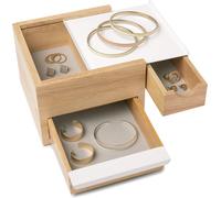 Mini Stowit Wallnut Coffret À Bijoux Rangement Moderne Pour Objets Et Souvenirs Avec Tiroirs À Compartiments Cachés Pour Bagues, Bracelets, Montres, Colliers, Boucles D'oreilles Et Accessoires
