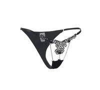 Mini String Femme Chic Hot Ficelle Grande Taille String Ficelle Strass Broderie Bikini Tanga Dentelle Invisible sans Couture Coton Culotte Slips Tenu Thong sous Vetement XXL,Noir