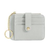 Mini Student Keychain Wallet with Multiple Card Slots Minimalist and Creative Women's Holder(Grey)