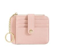 Mini Student Keychain Wallet with Multiple Card Slots Minimalist and Creative Women's Holder(Pink)