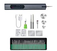 Mini stylo de gravure électrique pour verre, métal, plastique, bois, 30 embouts, 3 lames, rechargeable, chargement USB, modèles, projets de bricolage, outil compact - gris