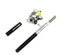 Mini stylo de poche canne à pêche et moulinet pour combo, kit de lancement d'appât portable, bâton en fibre de verre de 1 m/1,4 m, bobine en aluminium, pour camping et randonnée (1,4 m noir)