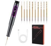 Mini Stylo Perceuse Électrique, GuKKK Mini Perceuse Sans Fil à 5 Vitesses, Mini Perceuse Électrique Manuelle avec 10 Petits Forets, pour Résine, Bijoux, Circuit Imprimé, Cuir, Plastique