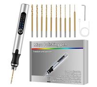Mini Stylo Perceuse Électrique, Mini Perceuse Électrique à 3 Vitesses, Mini Perceuse Électrique Manuelle, Avec 10 Petits Forets, pour Porte Clés, Pendentif, Cuir, Bois, Résine, Plastique, Bleu