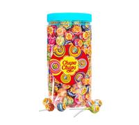 Mini sucettes Chupa Chups - 105 pièces - mélange de bonbons - saveur fraise, cola, pomme et orange - en pot réutilisable - 630g