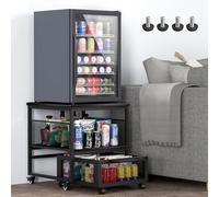 Mini support de réfrigérateur 53,3 x 53,3 cm avec rangement, mini table de réfrigérateur robuste avec 4 roues verrouillables pour bar à café, support compact de 99,8 kg pour réfrigérateur, armoire,