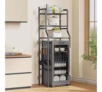 Mini support de réfrigérateur avec étagère pour micro-ondes - Meuble sous le sol robuste pour cuisine et chambre à coucher, grand espace de rangement pour appareils électroménagers, design blanc
