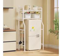 Mini support de réfrigérateur avec étagère pour micro-ondes - Nizer robuste pour cuisine et chambre à coucher - Grand espace de rangement et design durable (blanc, 65 x 155 cm) - Parfait pour les
