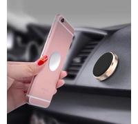 Mini support magnétique pour téléphone portable, universel pour tableau de bord de voiture, support de téléphone portable compact en alliage mains libres à coller pour voiture (or rose)