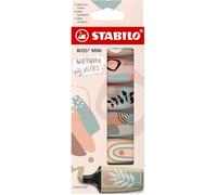STABILO Mini-surligneurs BOSS MINI Naturevibes décorés Blister carton x6 coloris Nature