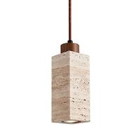 Mini suspension du milieu du siècle, style nordique vintage, abat-jour en pierre naturelle, kit de suspension en bois de noyer, travertin Wabi-Sabi E26/E27, lampe suspendue for îlot de cuisine, salle