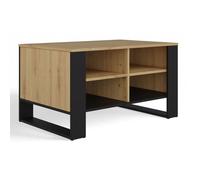 CDF Table basse moderne 4P | Couleur : chêne Artisan noir | Banc moderne pour un salon, une chambre, un bureau | Forme : carré rectangulaire | Étagère pour petits objets, journaux, magazines ou livres