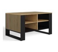 CDF Table basse moderne 4P Slim | Couleur : chêne Artisan noir | Banc moderne pour un salon, une chambre, un bureau | Forme : carré rectangulaire | Étagère pour petits objets, journaux, magazines ou